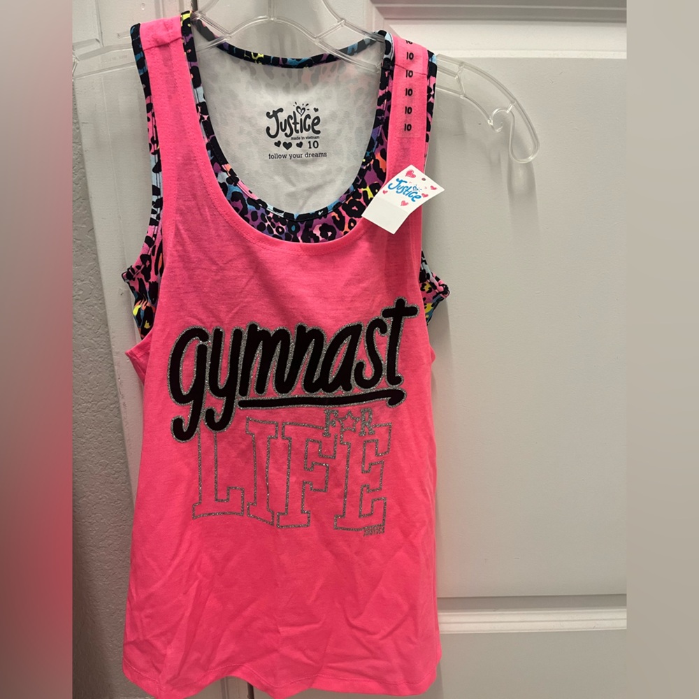 Justice Vibrant Pink Gymnast Life Tank Top
